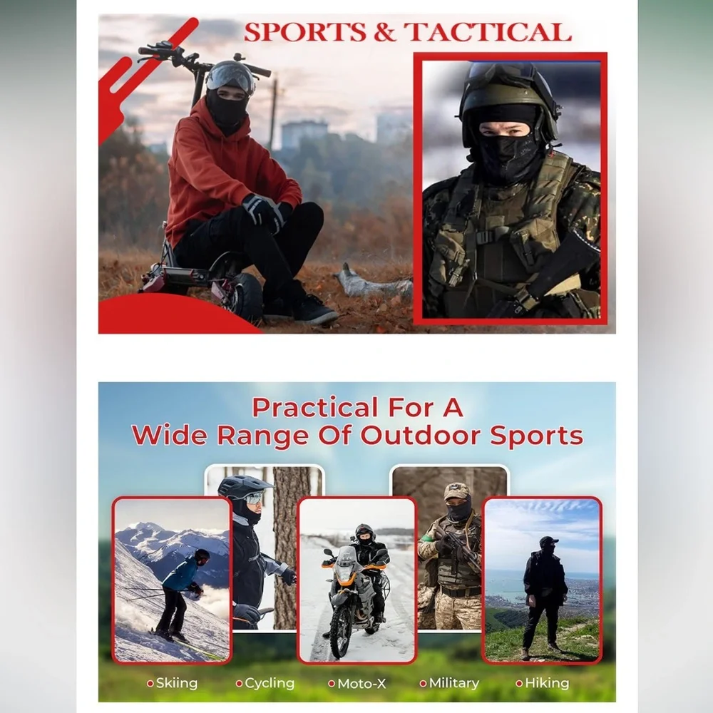 Balaclava gaiter full head one hole outdoor activities face neck mask unisex new